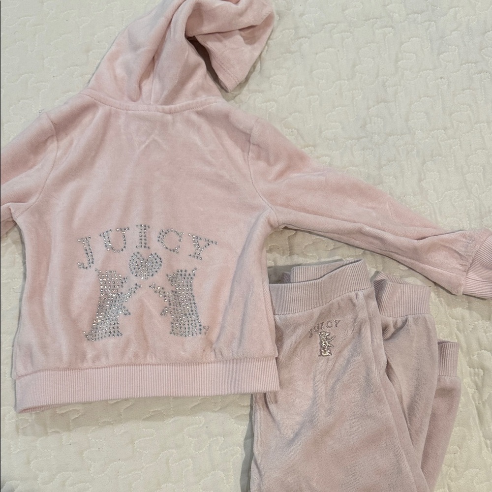 Juicy Couture Light Pink Kids Velour Set with Silver Accents